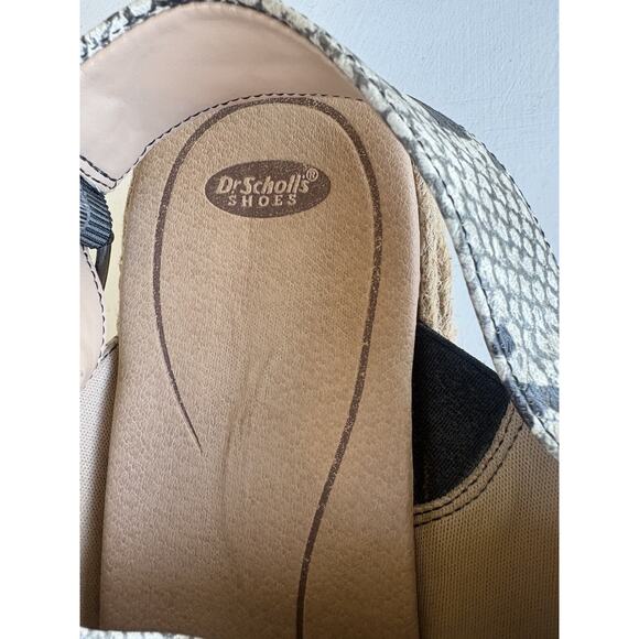 Dr. Shcolls Catch 22 Womens Slide Sandals Gray Leather Slingback Snake Print 10M - Picture 2 of 8